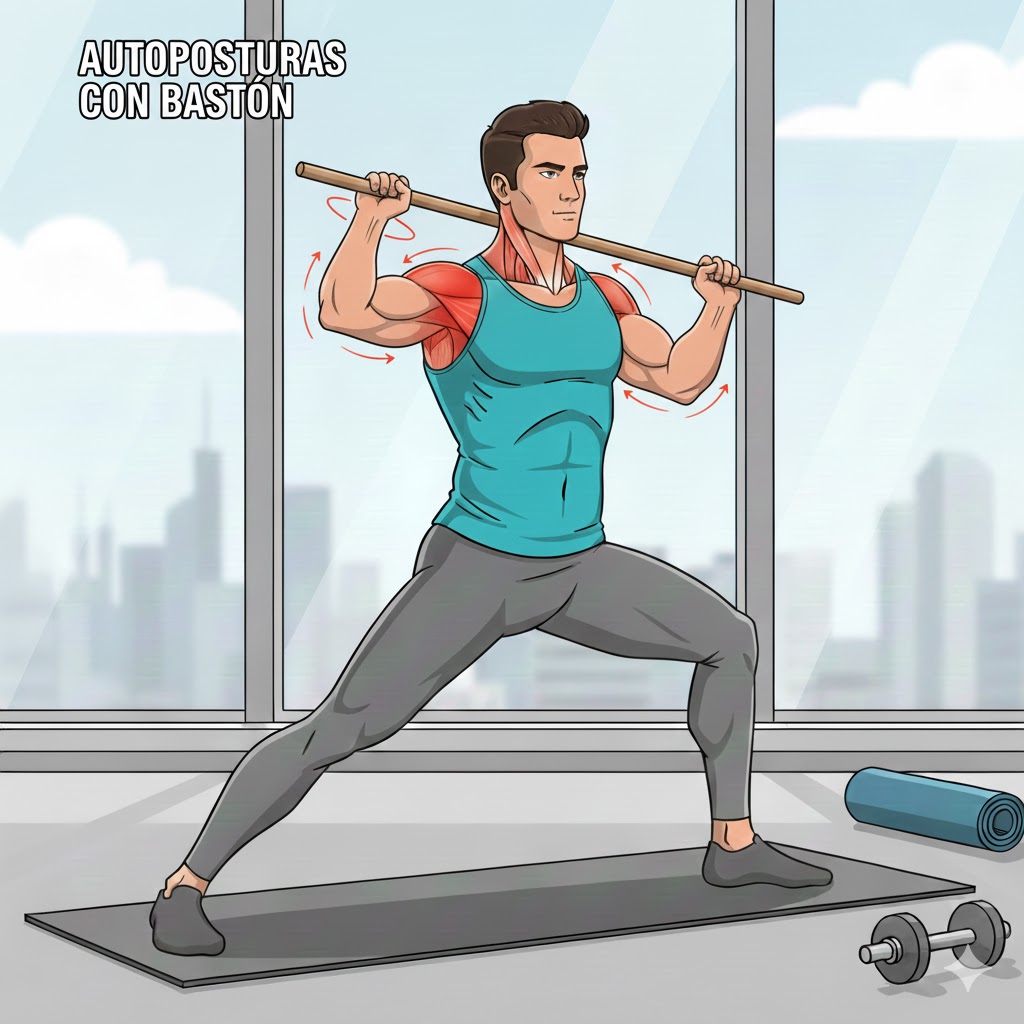 Ejercicio con bastón para movilidad del hombro