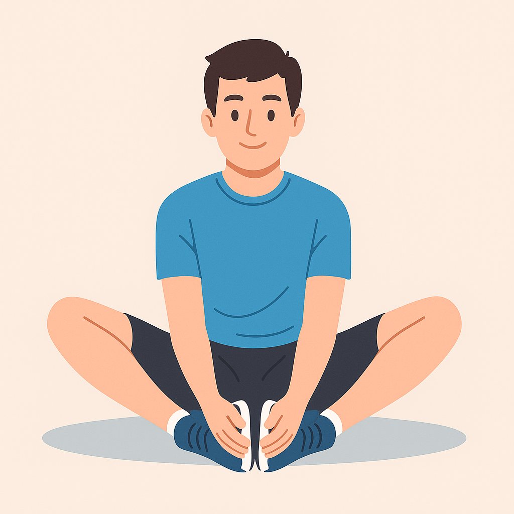 Estiramiento de isquiotibiales en postura de mariposa