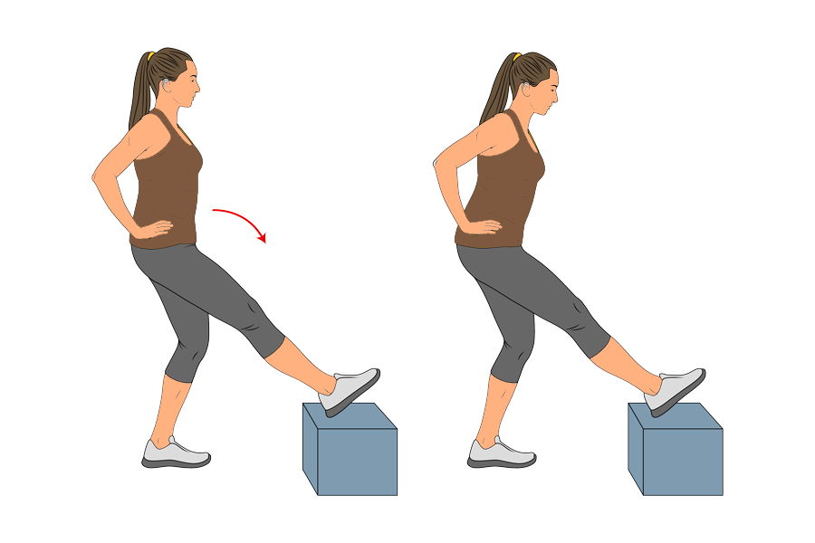 Estiramiento de isquiotibiales de pie con apoyo