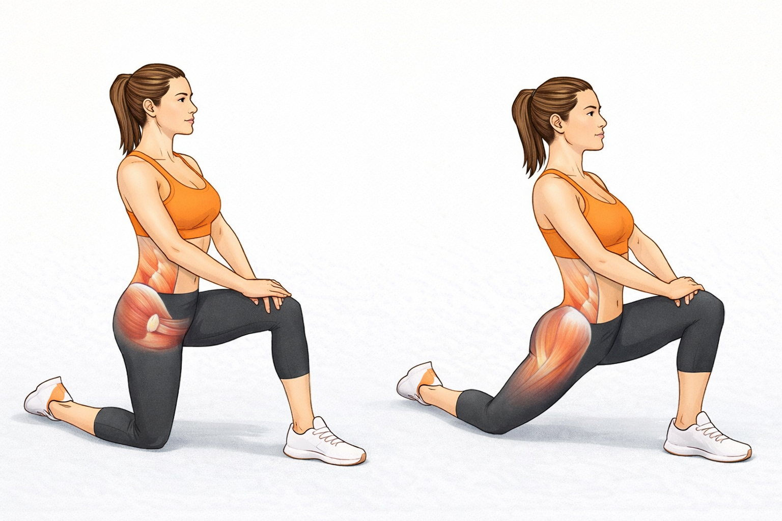 Estiramiento de flexores de cadera en posición de caballero