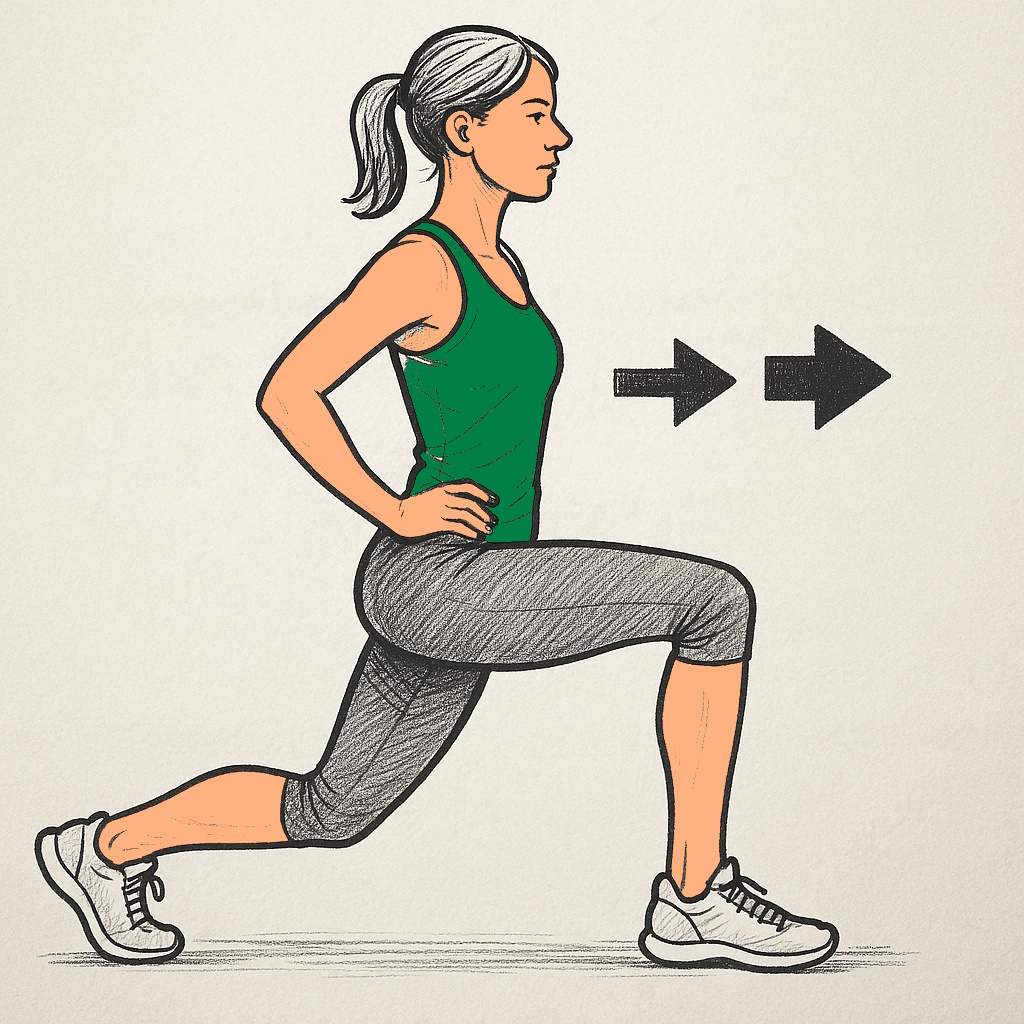 Zancadas caminando para movilidad de cadera