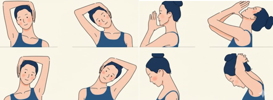 Persona realizando estiramientos de cuello y trapecio