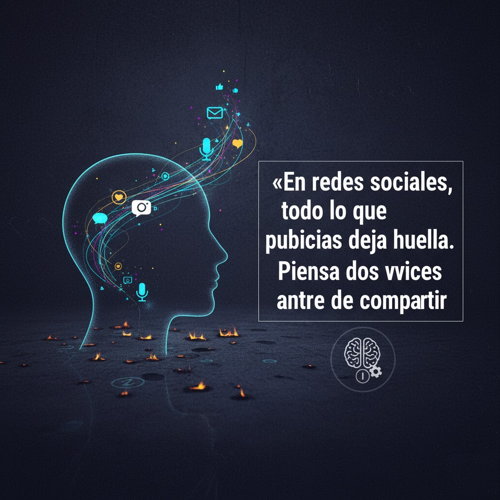 Persona reflexionando antes de publicar en redes sociales