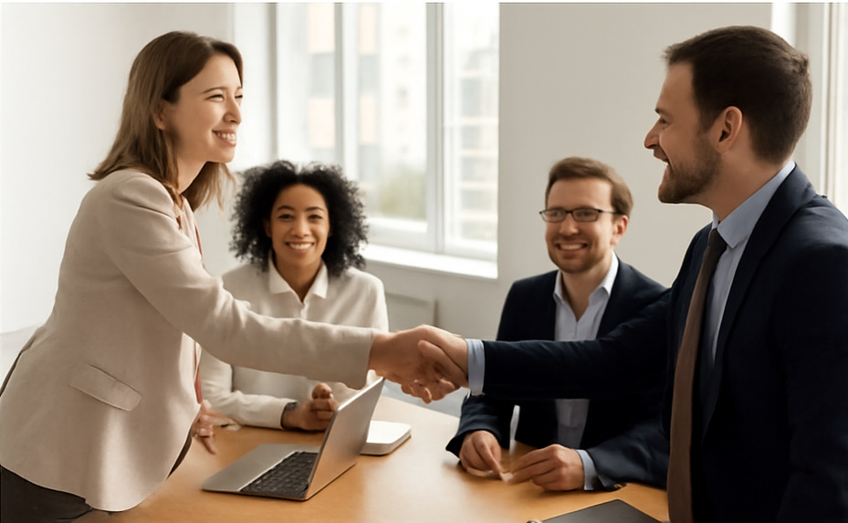 Personas trabajando en oficina con buen ambiente profesional