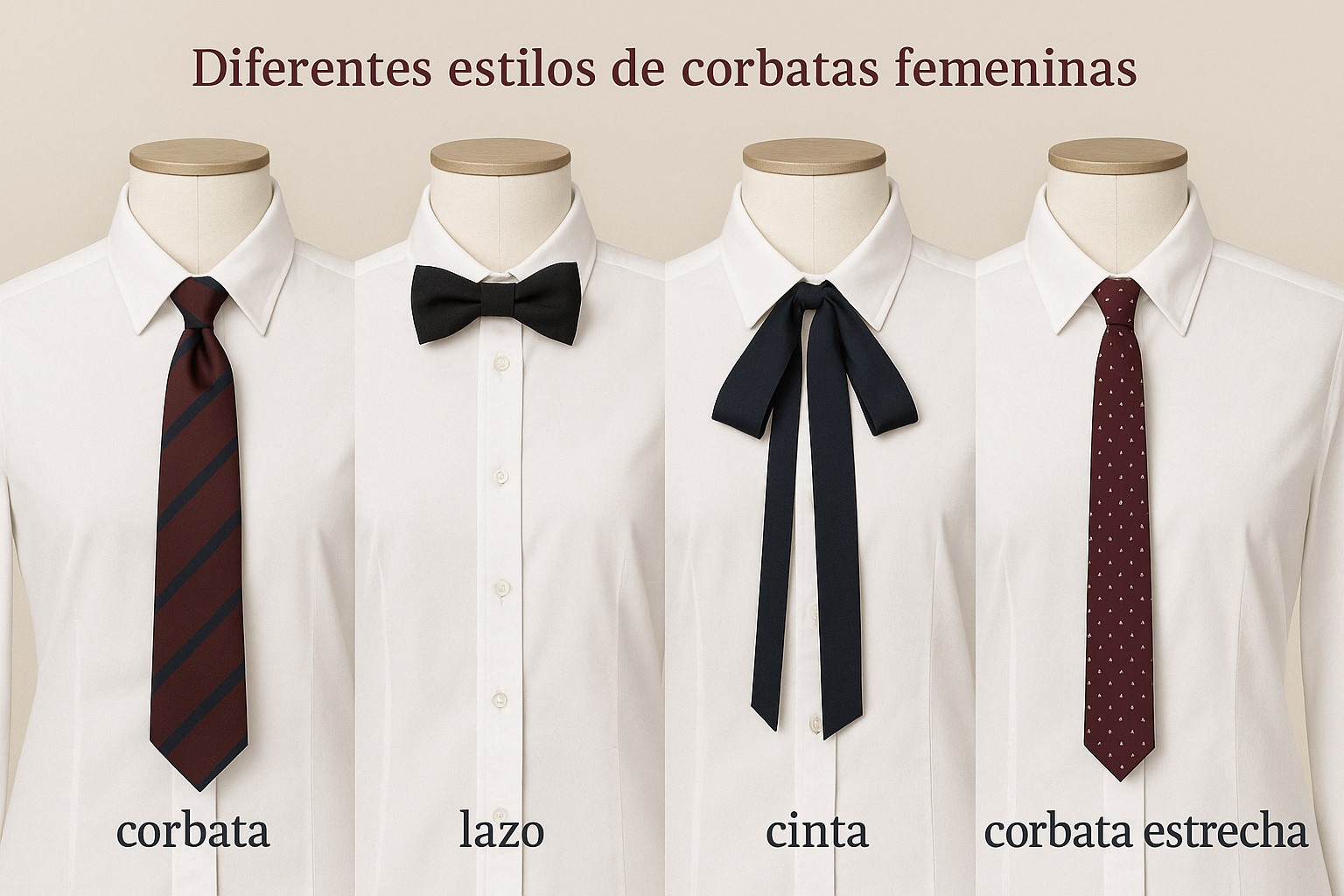 Diferentes estilos de corbatas femeninas