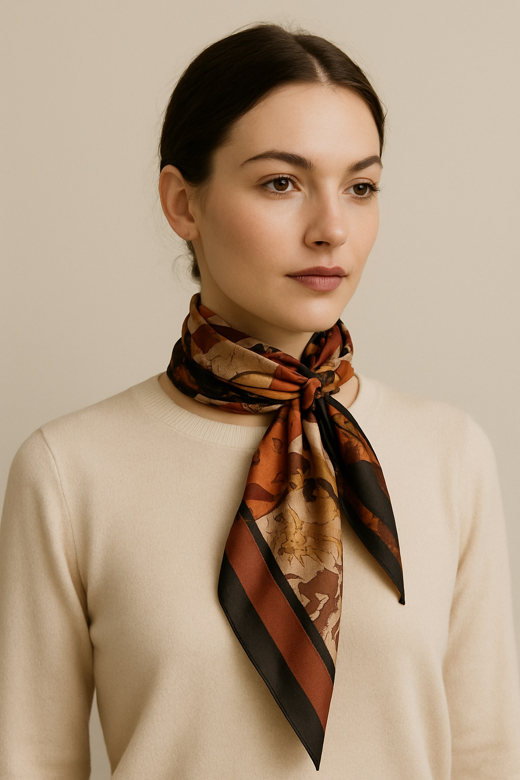 Resultado final del nudo asimétrico en pañuelo