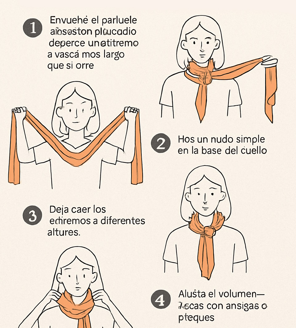 Cómo hacer el nudo asimétrico para pañuelos paso a paso