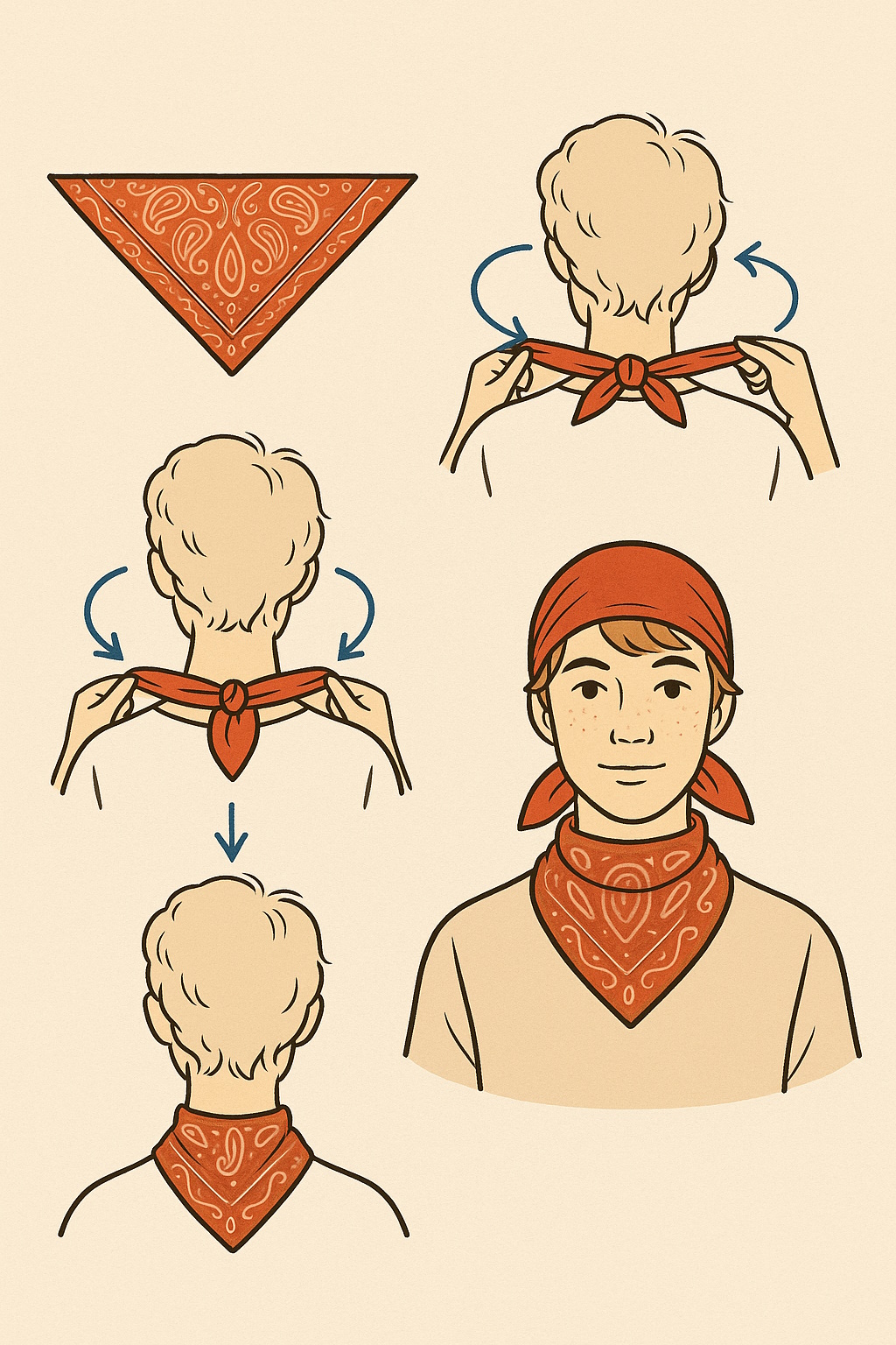 Cómo hacer el nudo bandana para pañuelos paso a paso