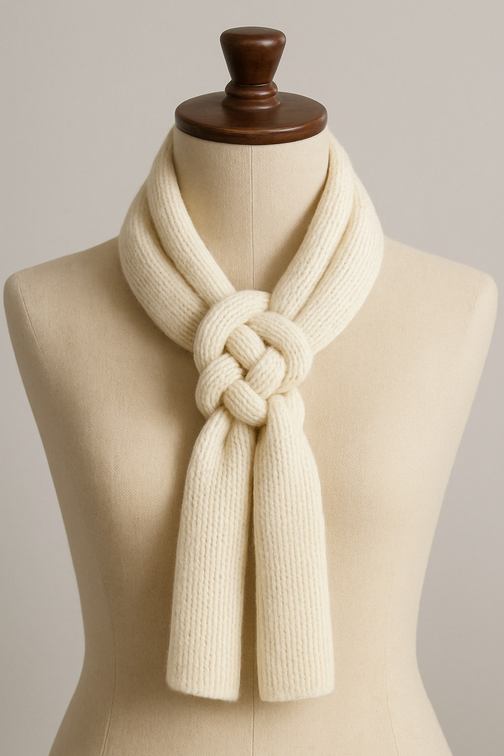 Resultado del nudo cadeneta en bufanda de punto