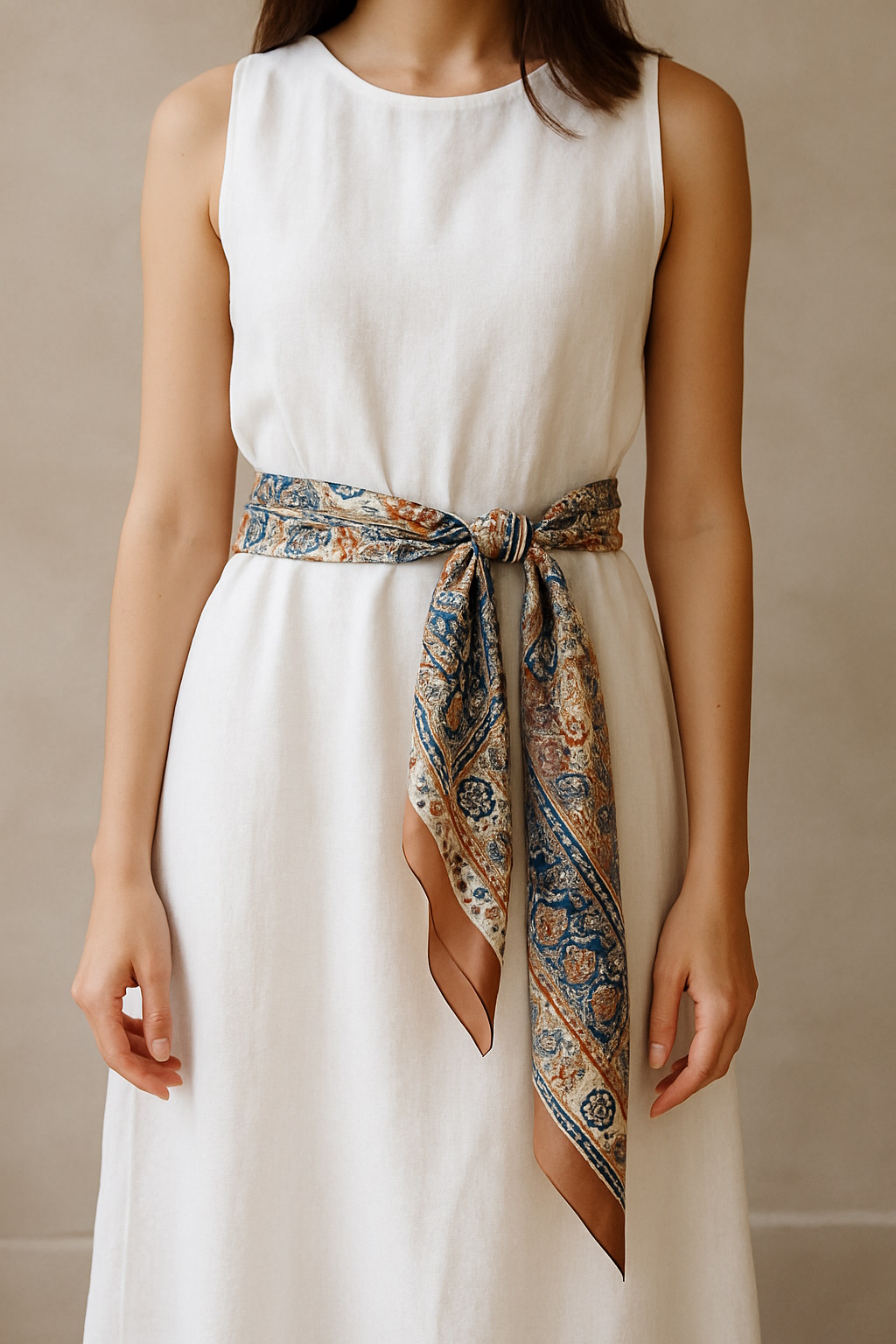 Resultado final del nudo cinturón en pañuelo