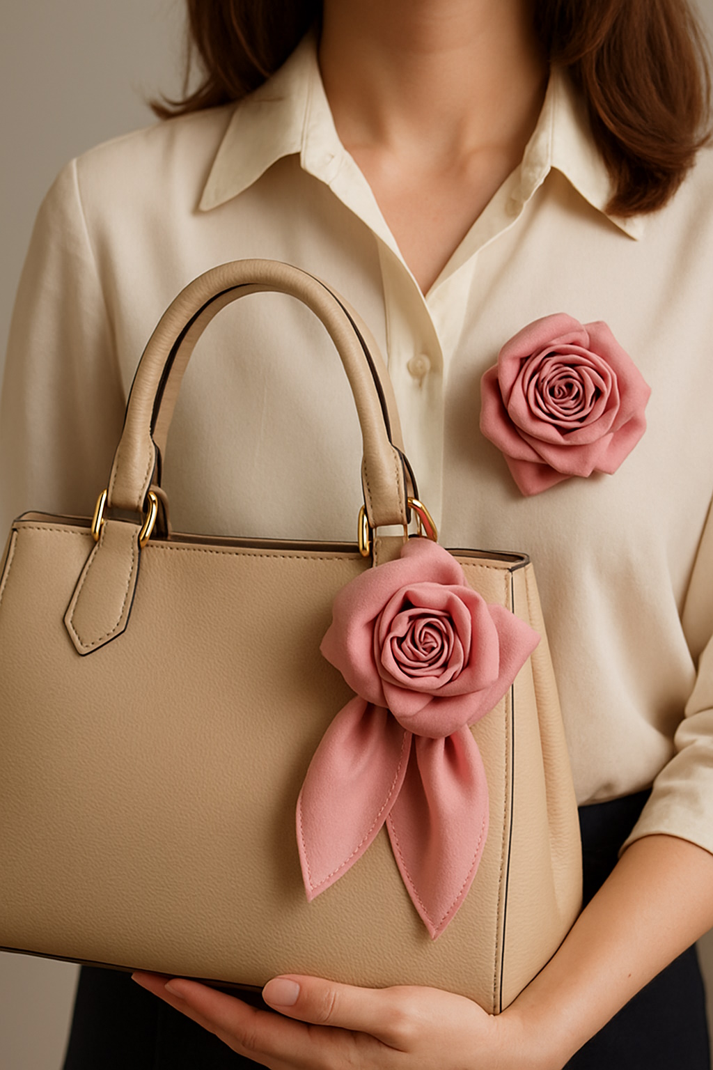 Resultado final del nudo flor en pañuelo