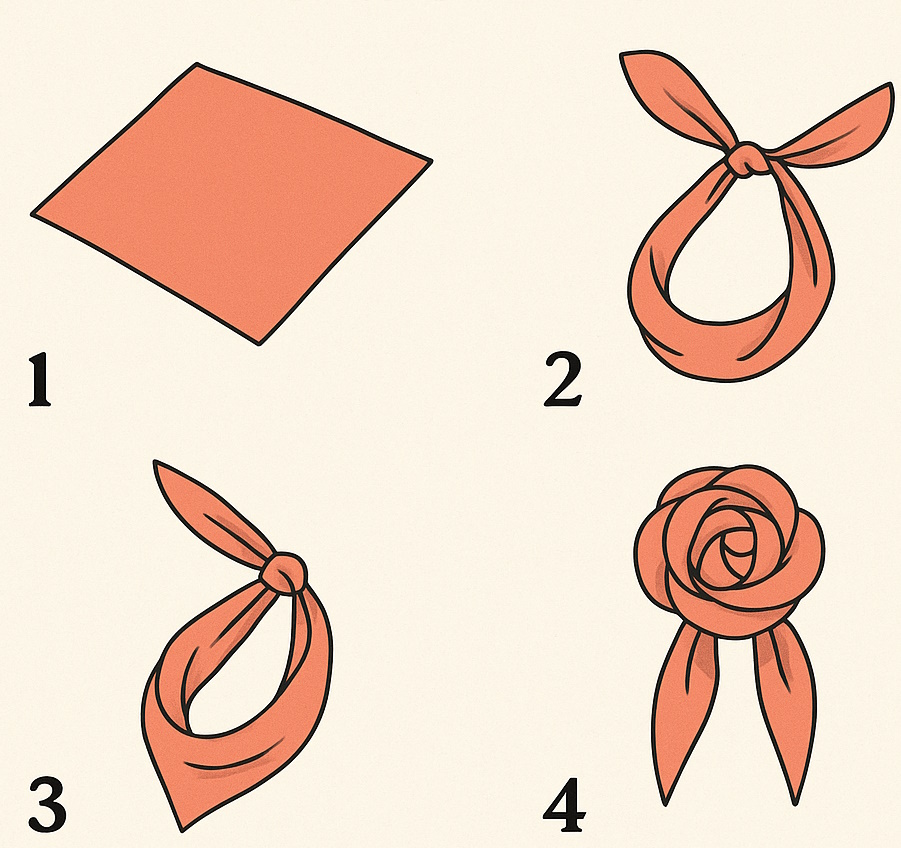 Cómo hacer el nudo flor para pañuelos paso a paso
