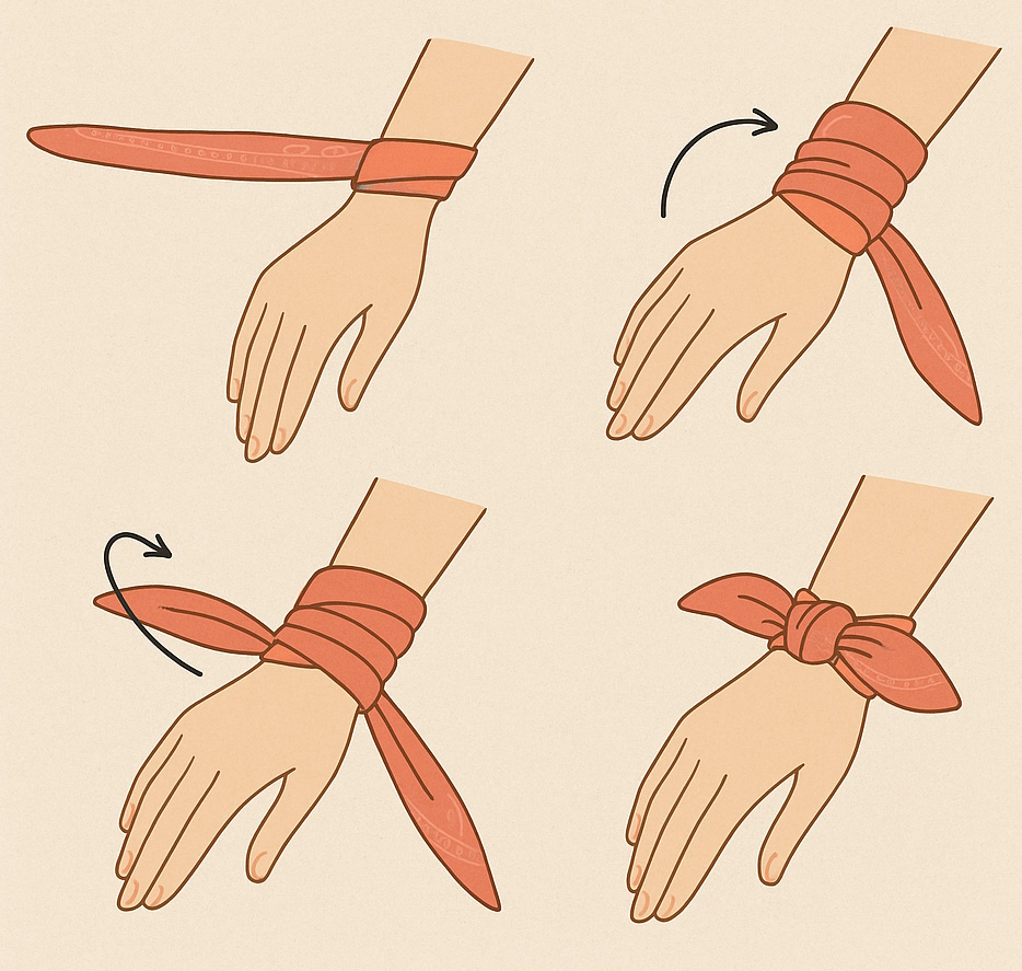 Cómo hacer el nudo pulsera para pañuelos paso a paso
