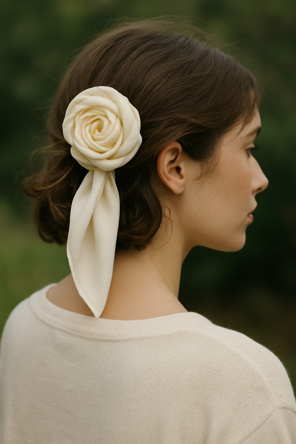 Resultado final del nudo roseta en pañuelo