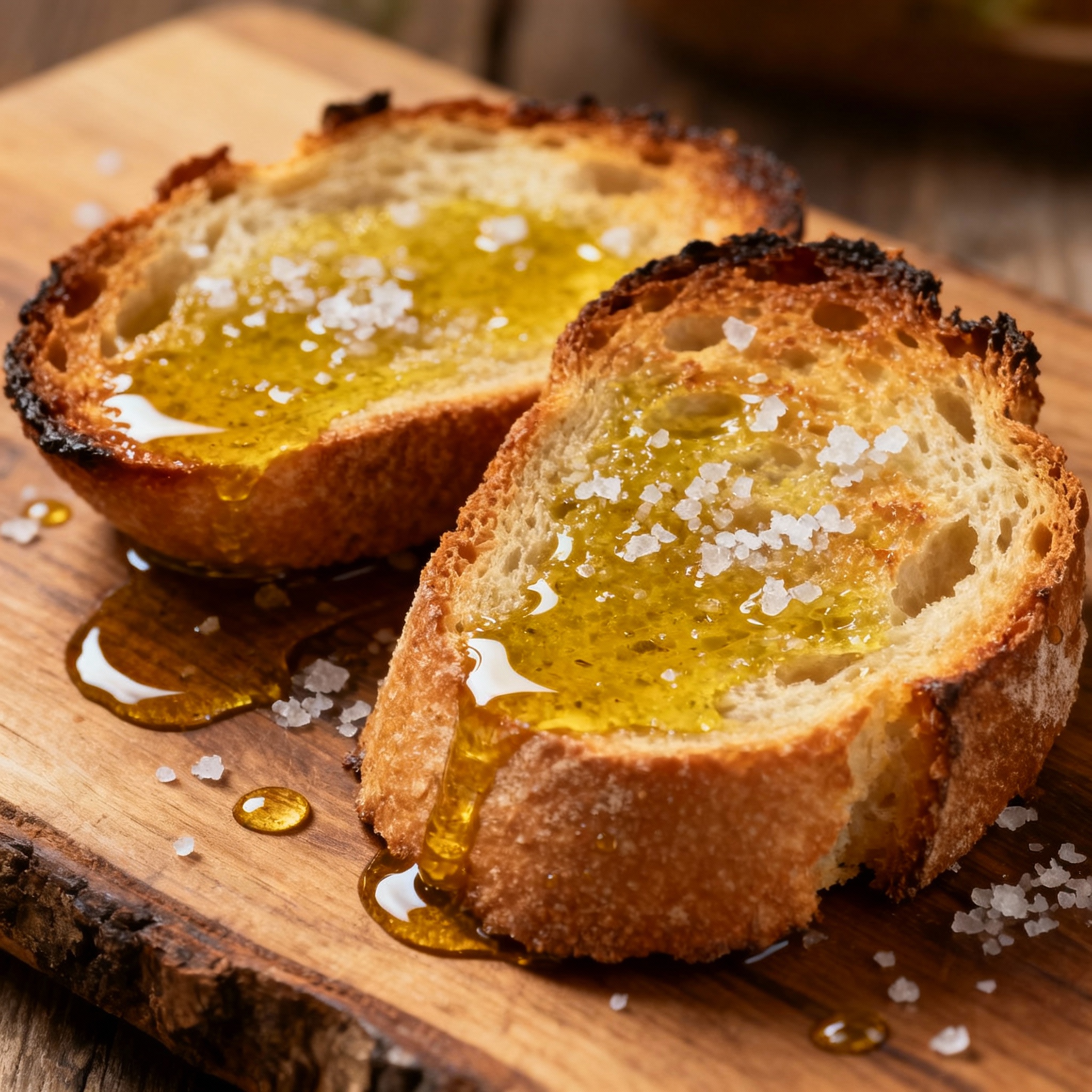 Tostas con aceite y sal