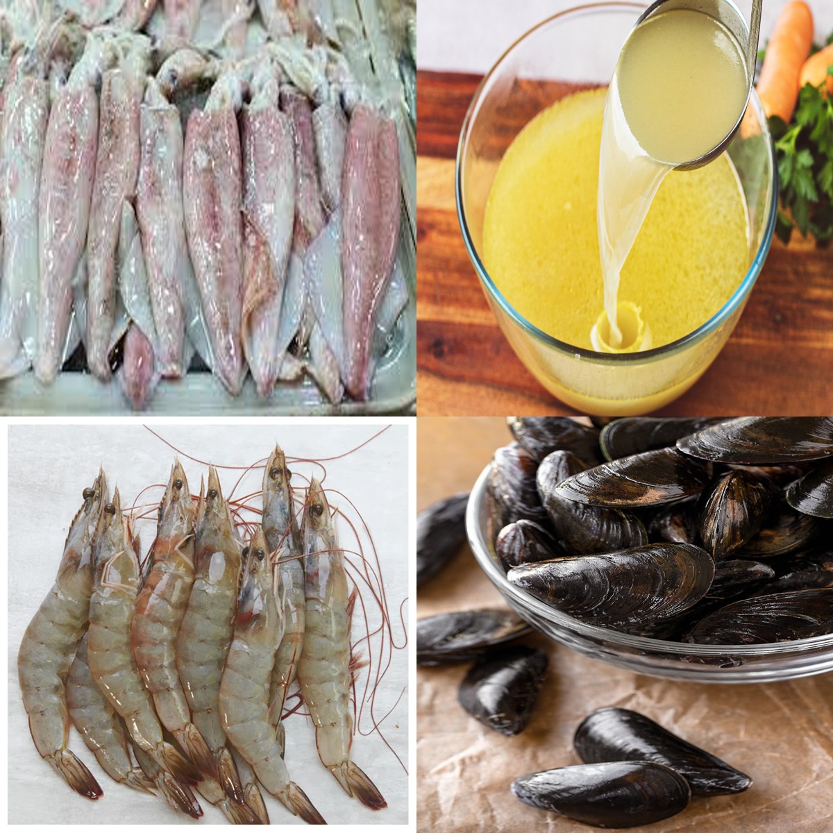 Ingredientes de paella de marisco