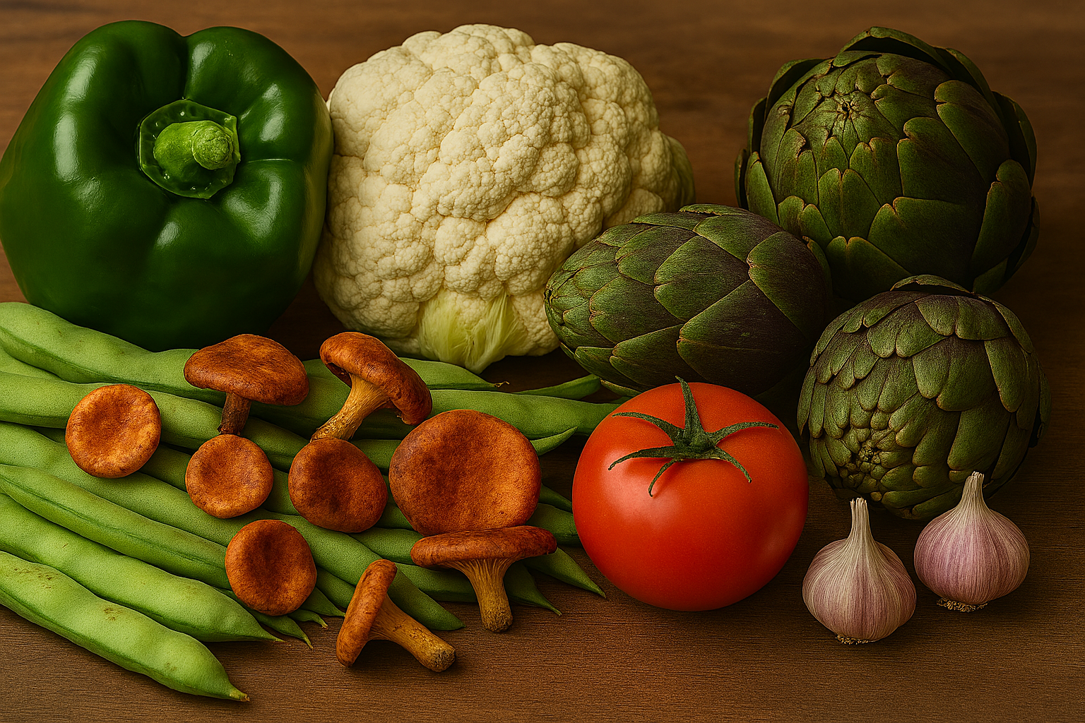 Ingredientes para paella de verduras