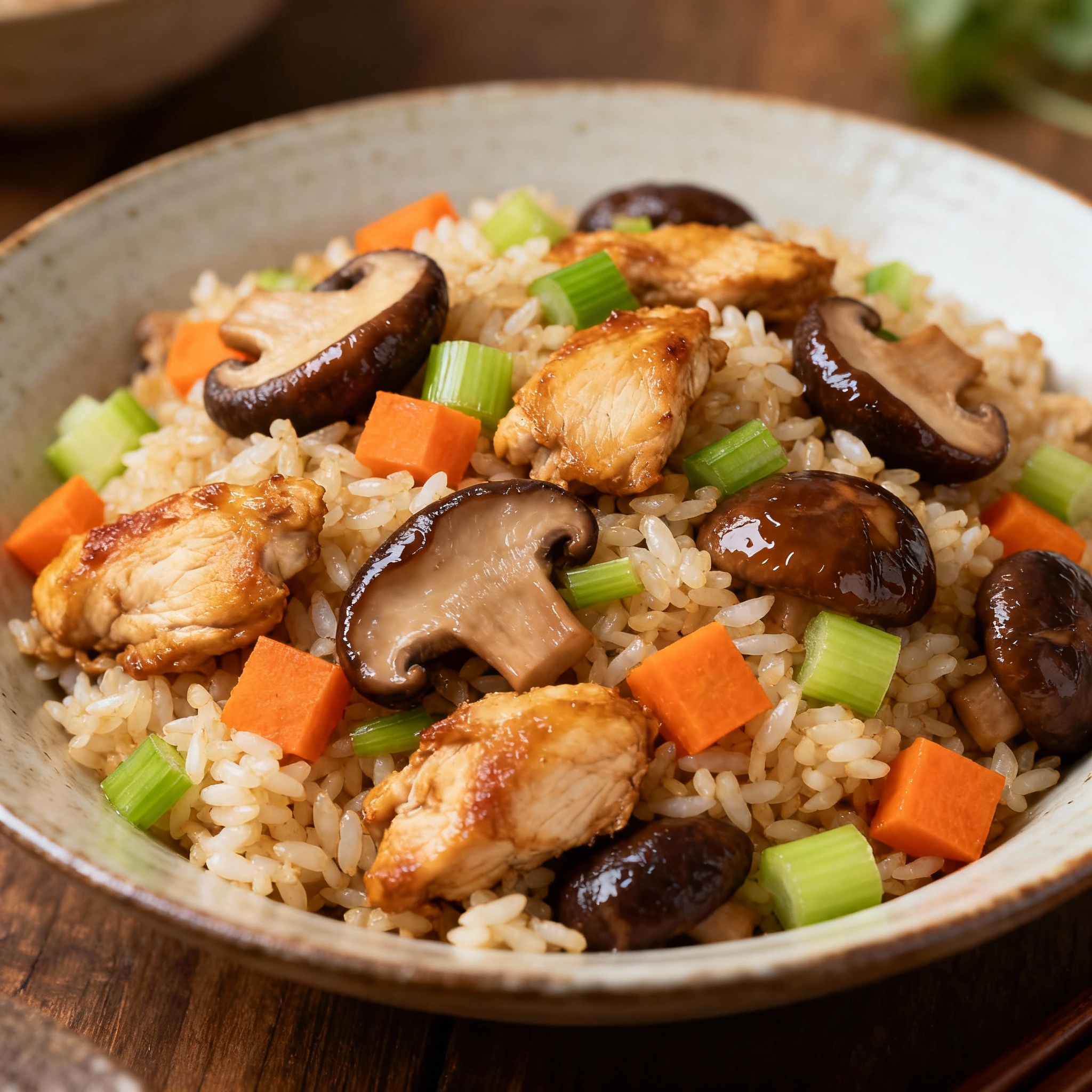 Kayaku Gohan — arroz japonés con verduras y pollo