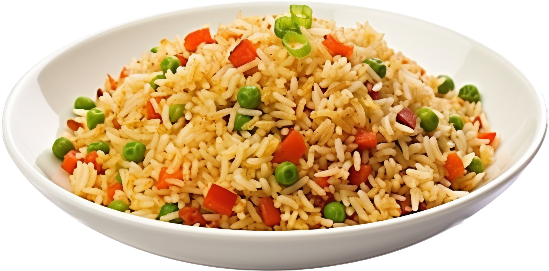 Arroz con carne, pimiento y guisantes