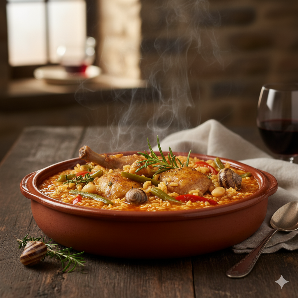 Arroz con Conejo y Caracoles terminado y servido