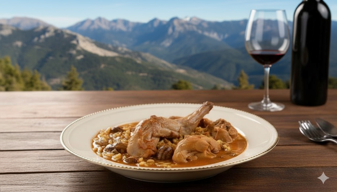 Arroz con Conejo y Caracoles en un ambiente rústico