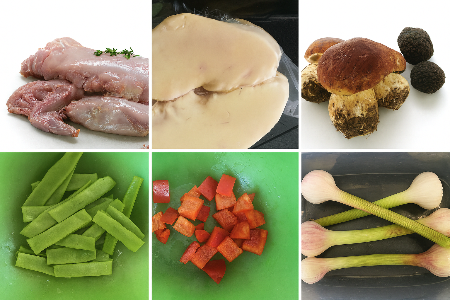 Ingredientes del meloso de conejo y foie