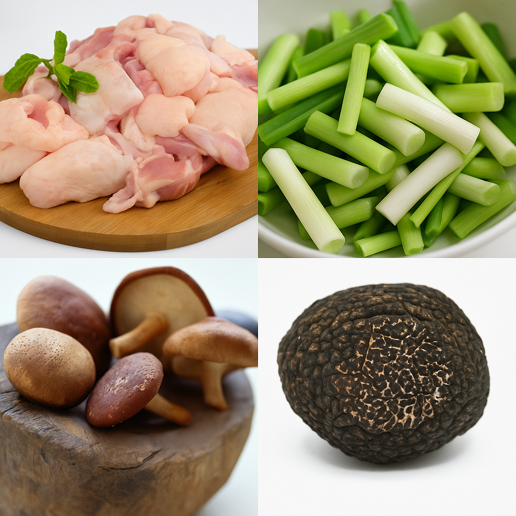 Ingredientes arroz caldoso con pato, hongos y trufa