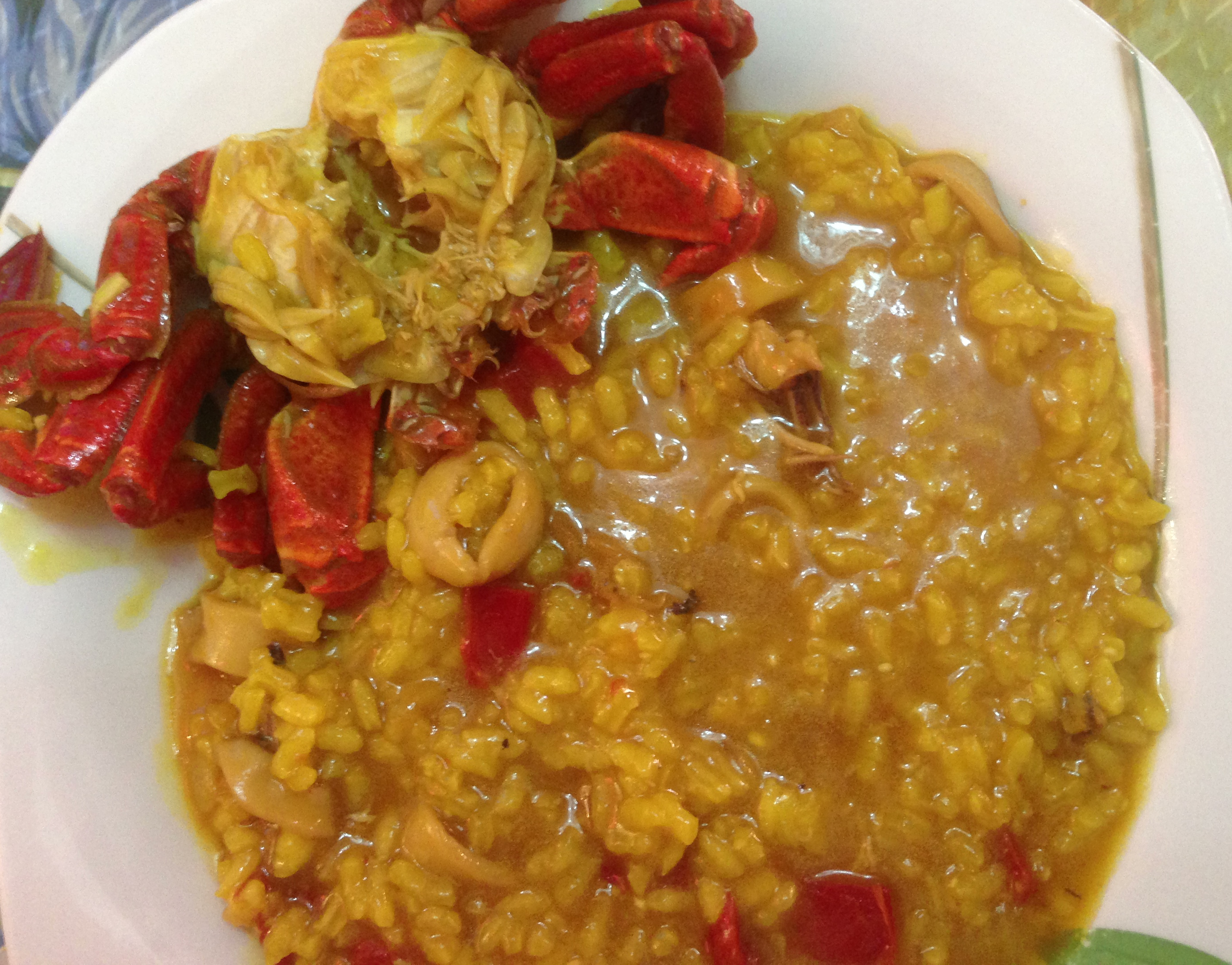 Arroz meloso con nécora emplatado