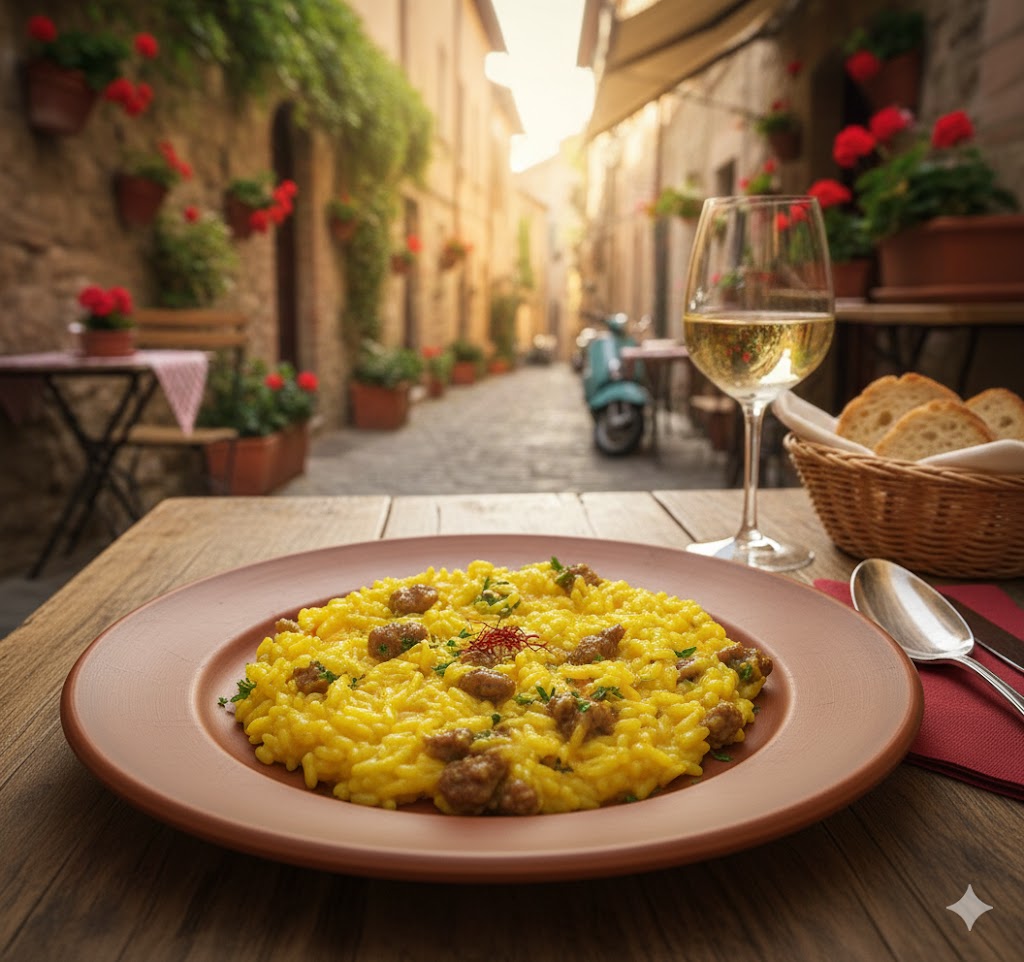 [translate:Risotto Zafferano e Salsiccia servido]