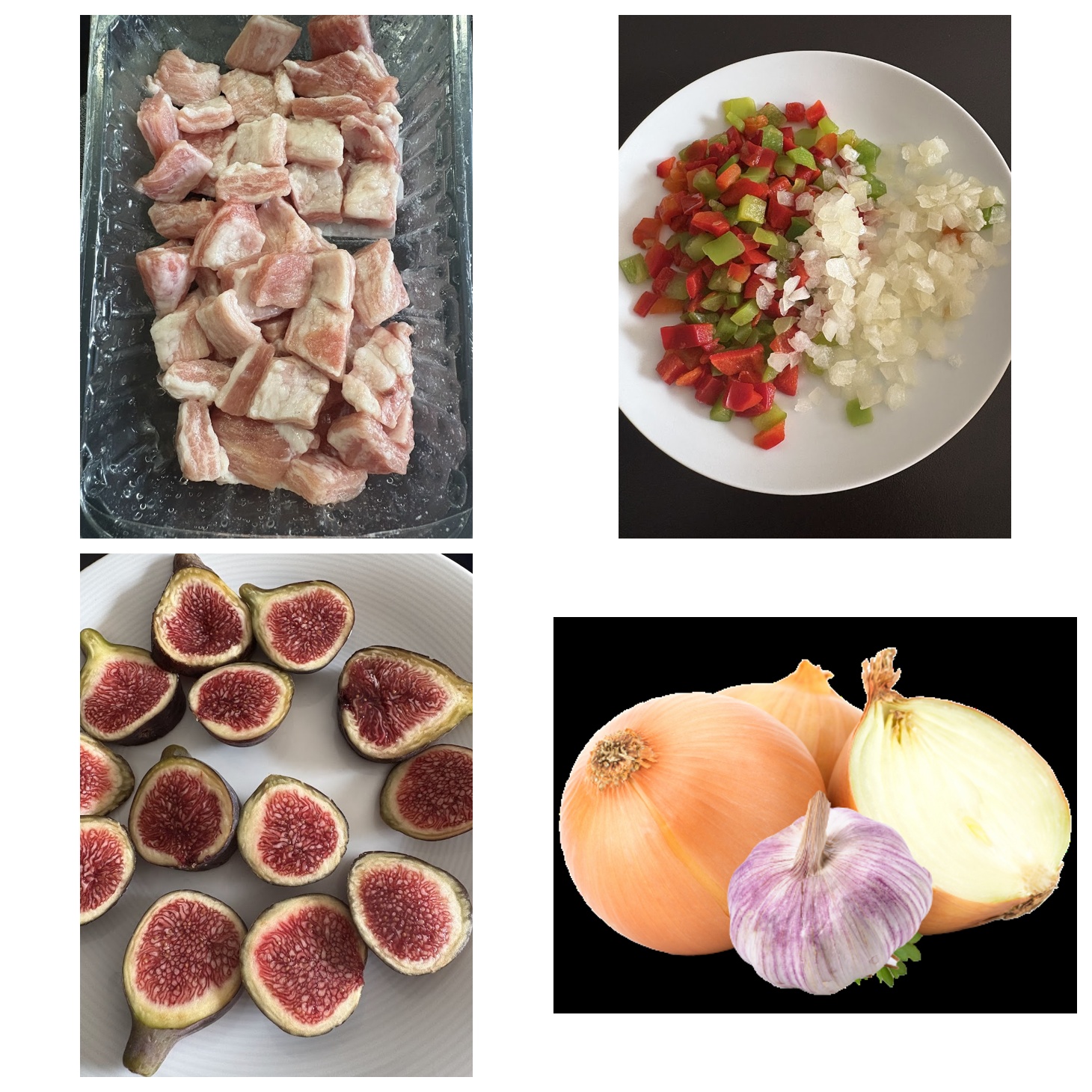 Ingredientes: secreto ibérico, higos, pimientos, cebolla, ajo, tomate y arroz