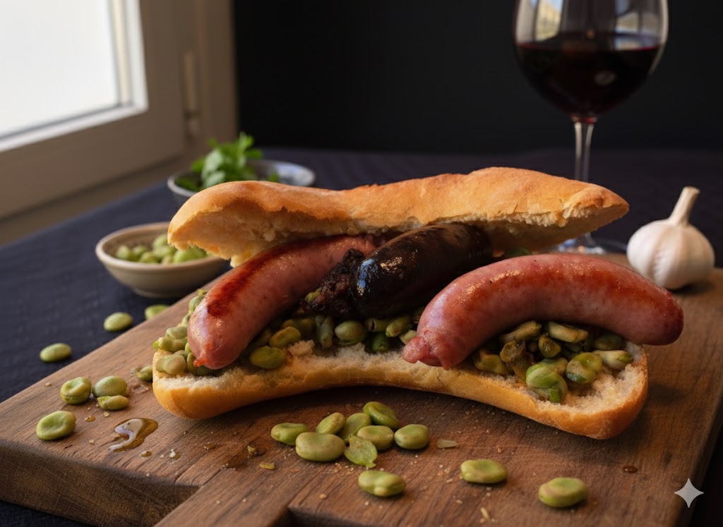 [translate:Bocadillo blanco y negro valenciano servido]