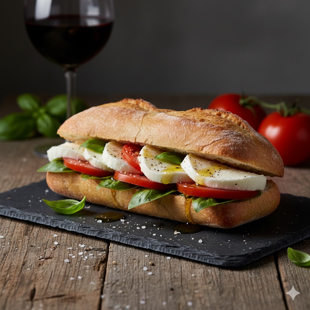 [translate:Bocadillo Caprese con mozzarella, tomate y albahaca]