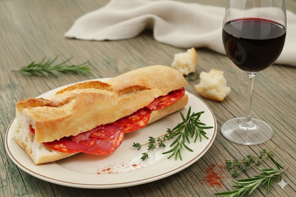 [translate:Bocadillo de chorizo frío servido]