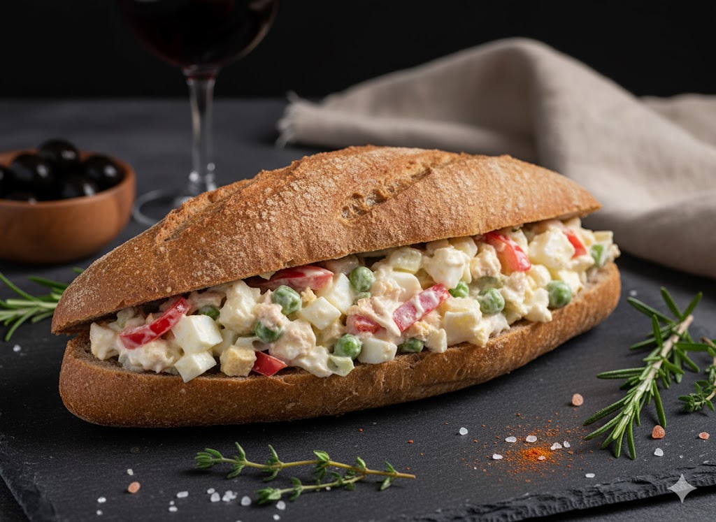 [translate:Bocadillo de ensaladilla rusa servido]