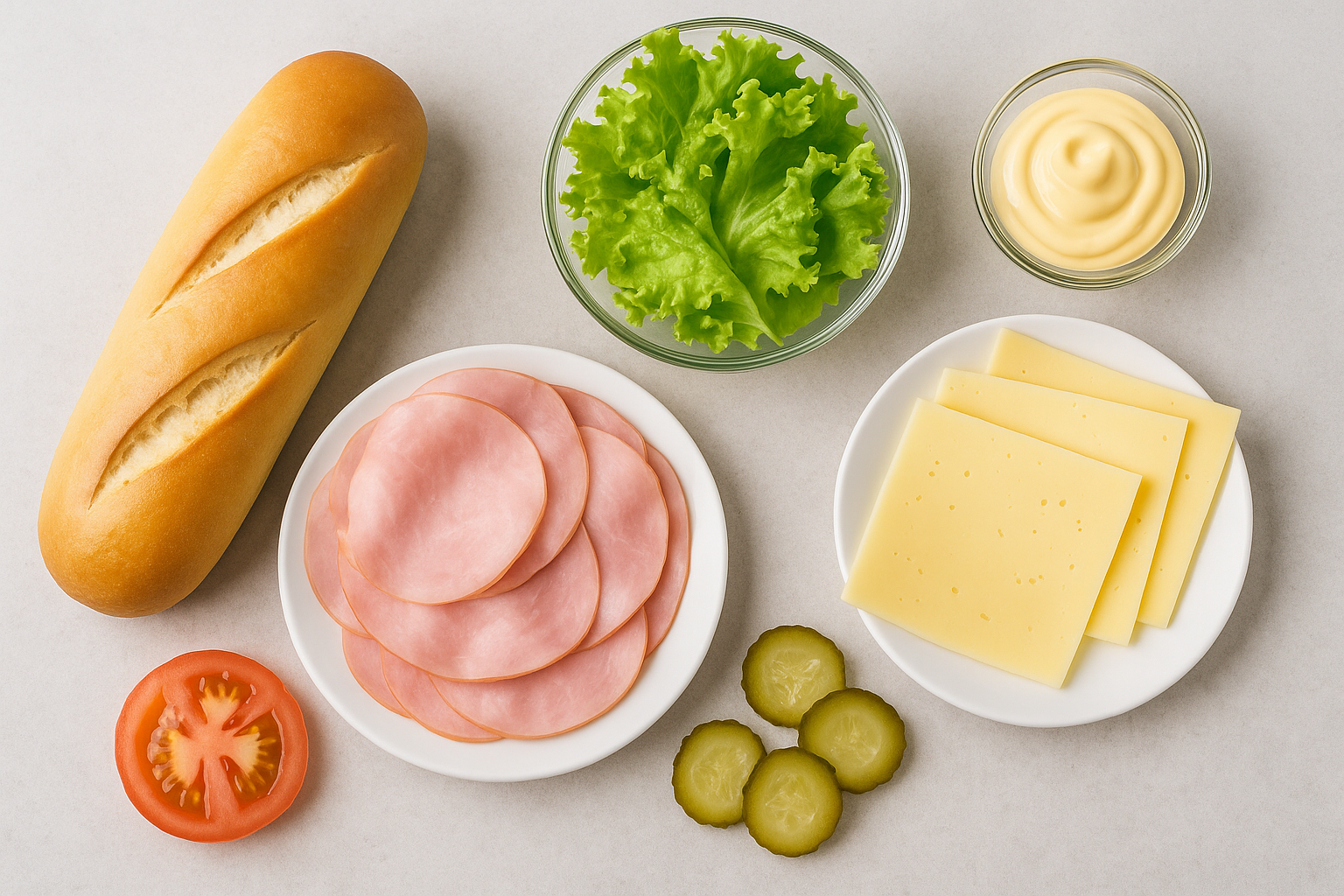 [translate:Ingredientes bocadillo jamón cocido queso pepinillos]