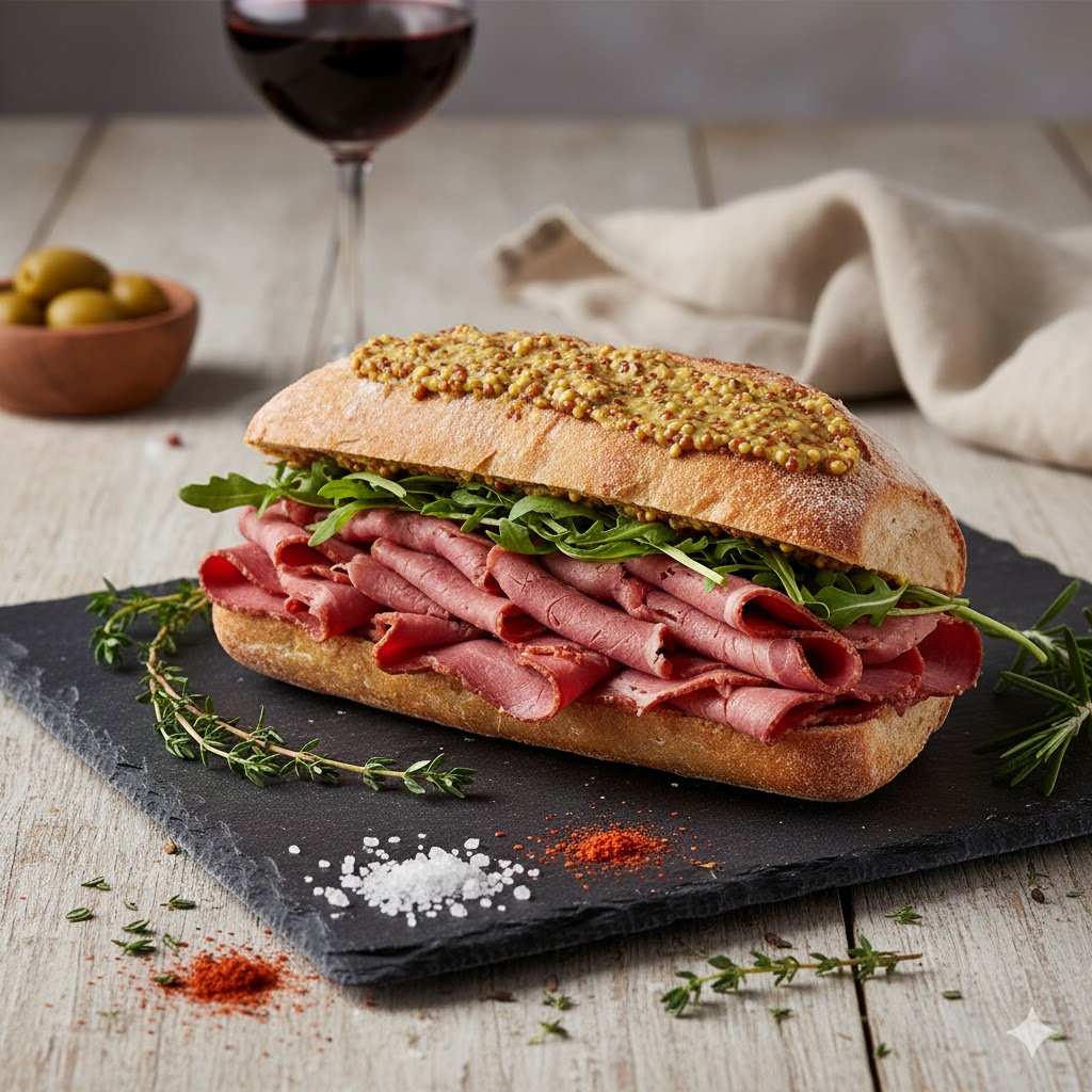 [translate:Bocadillo de Pastrami con Mostaza y Rúcula]