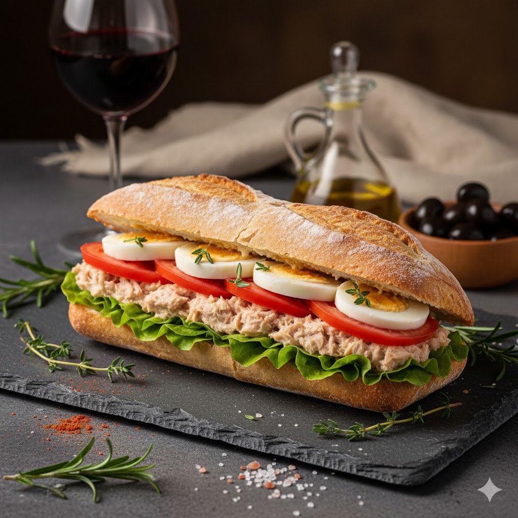 [translate:Bocadillo vegetal con lechuga, tomate, huevo duro y atún]