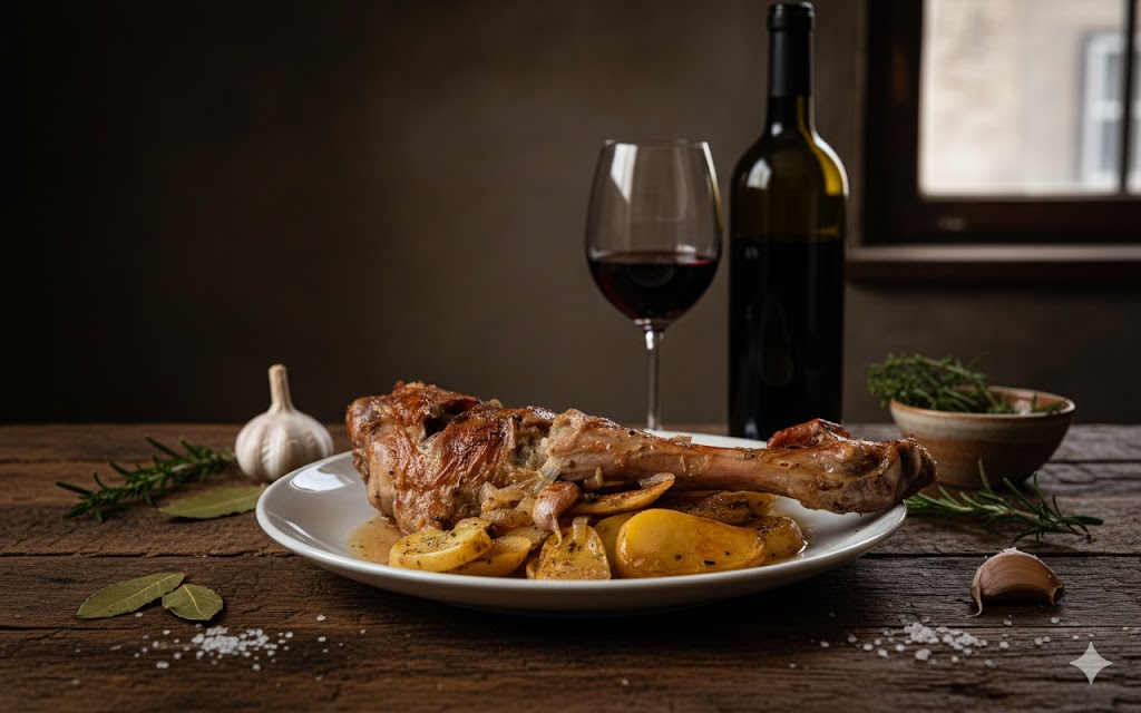 Cordero asado tradicional servido