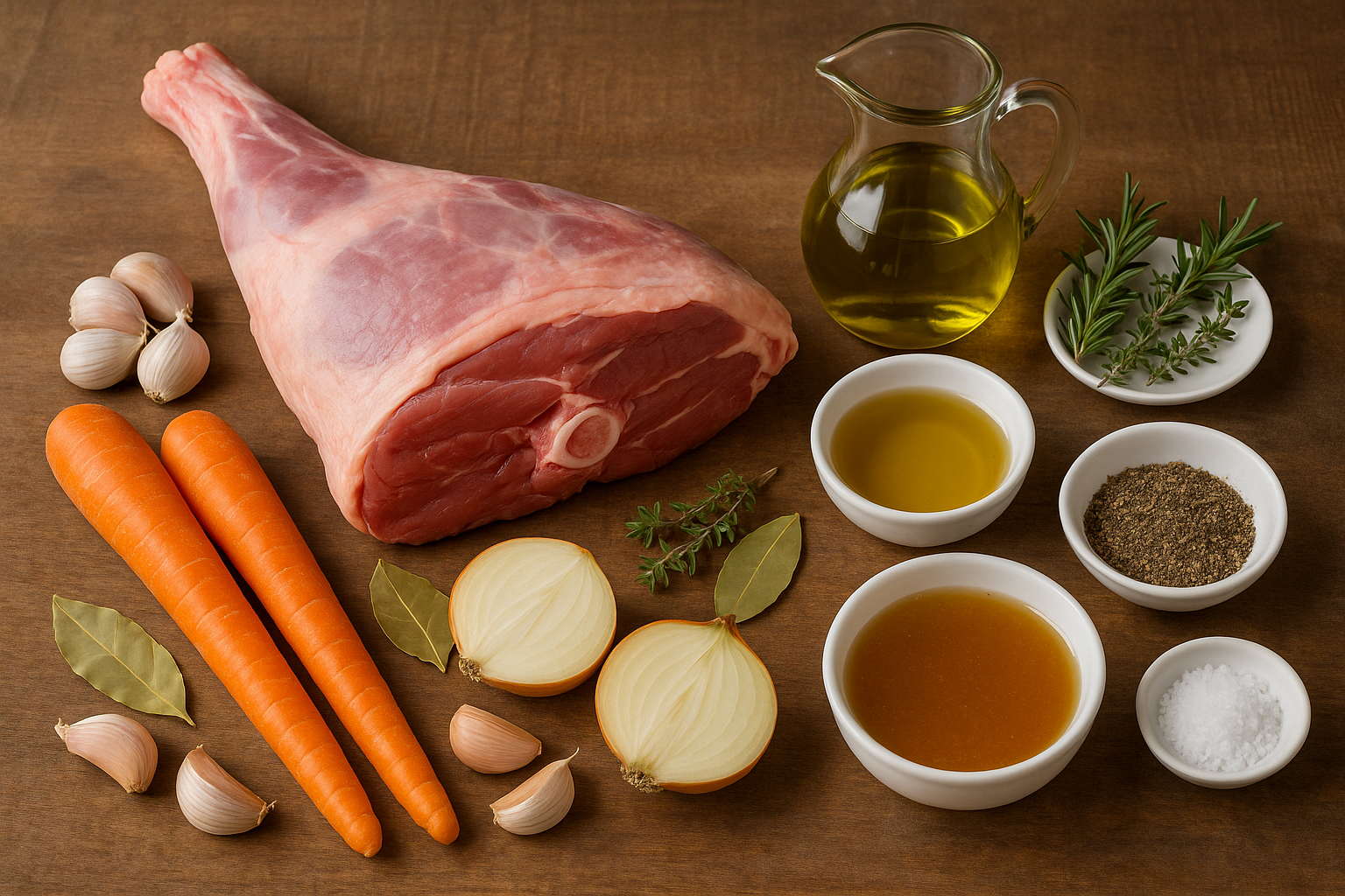 Ingredientes para cordero asado tradicional