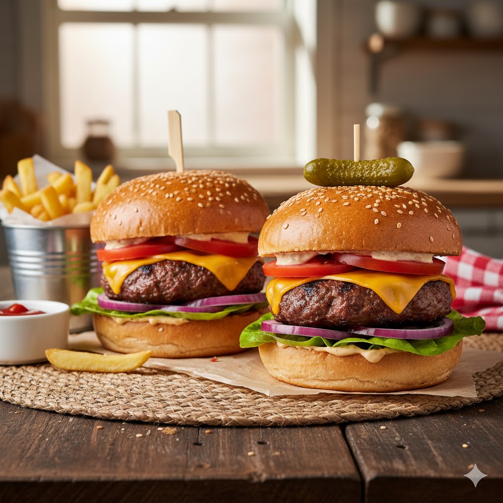 Hamburguesas caseras servidas