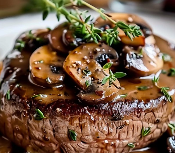 Solomillo con Salsa de Oporto y Setas