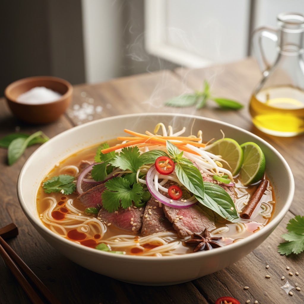 Phở reinterpretado servido en bol