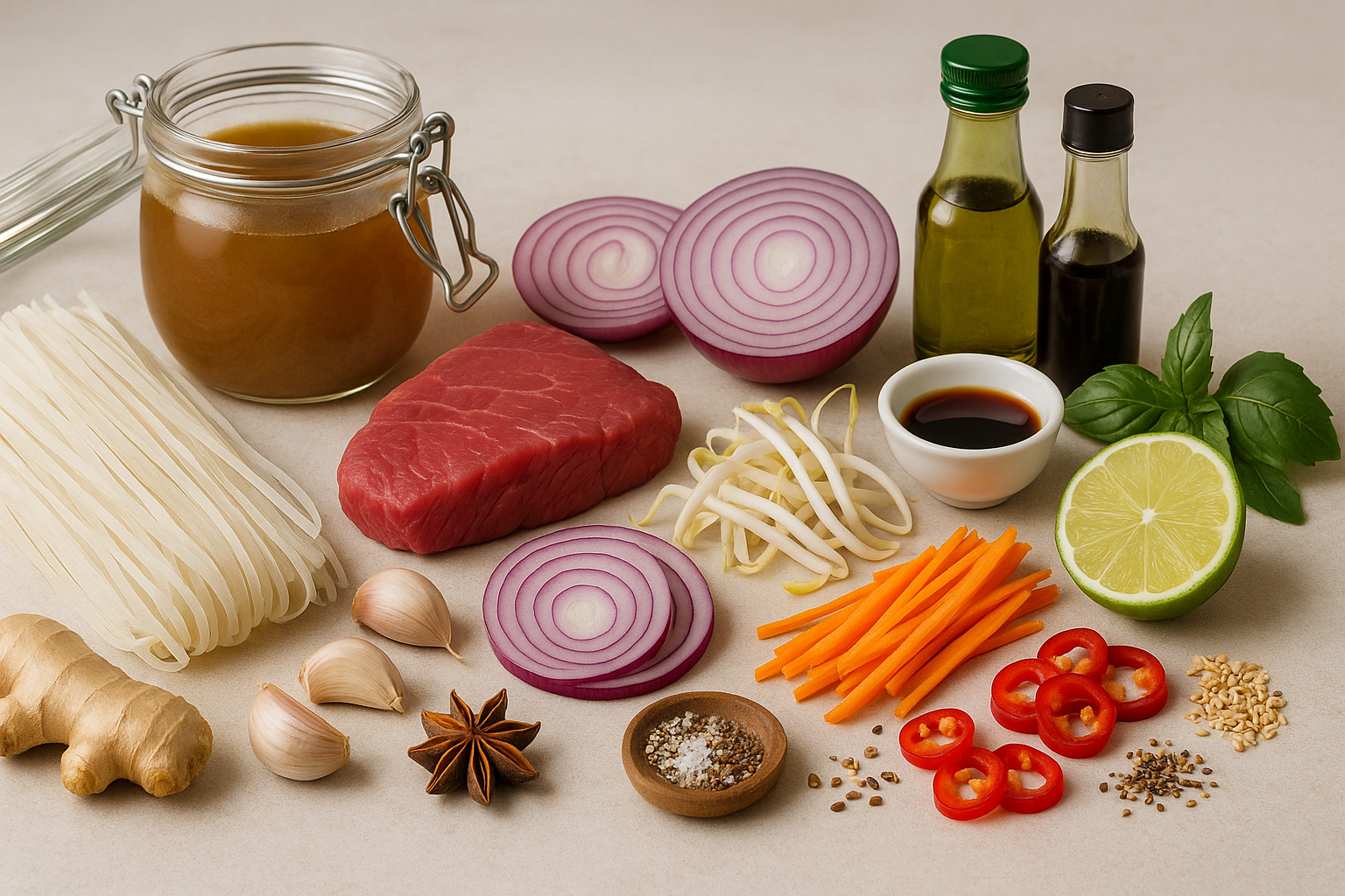 Ingredientes phở reinterpretado
