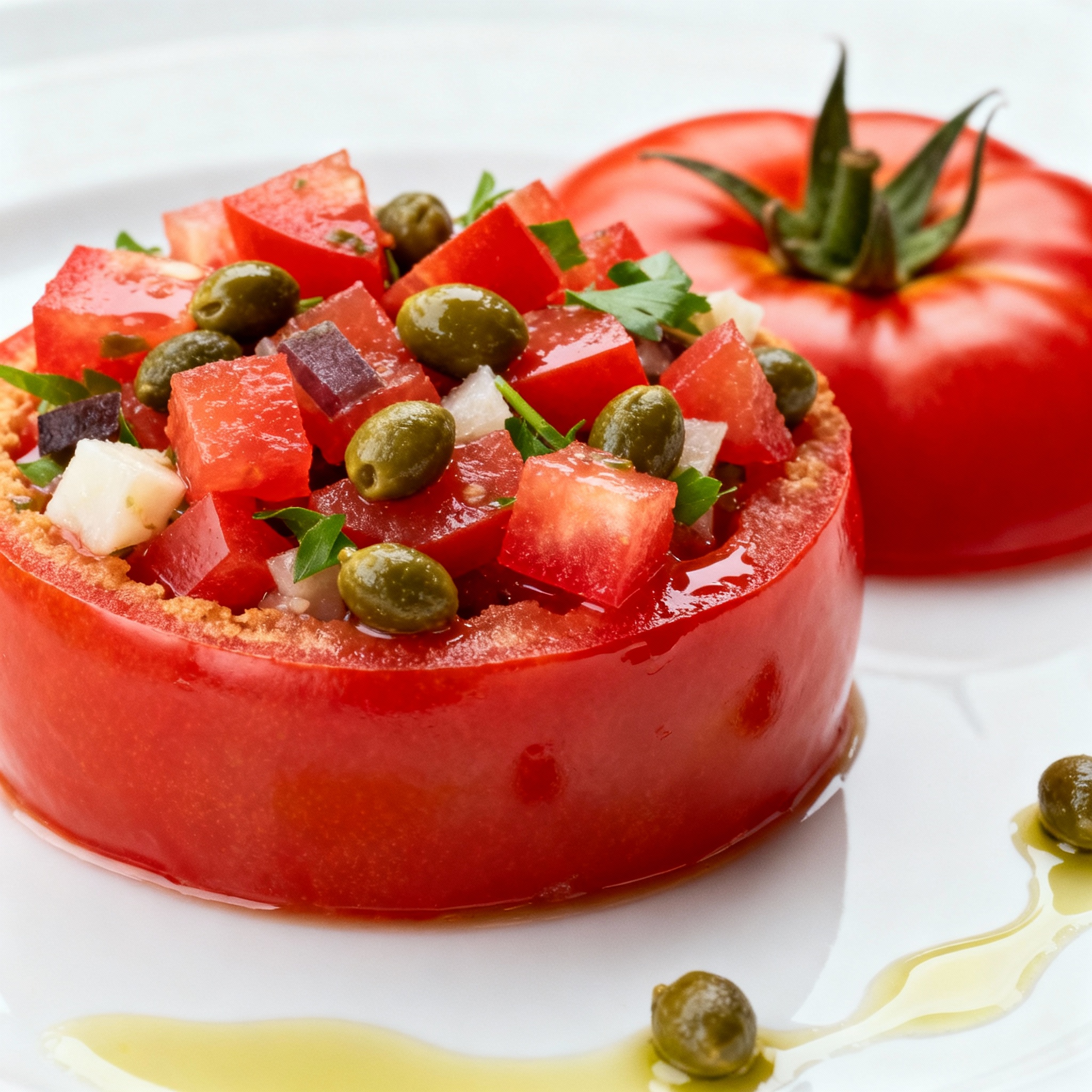 [translate:Tartar falso de tomate con alcaparras]