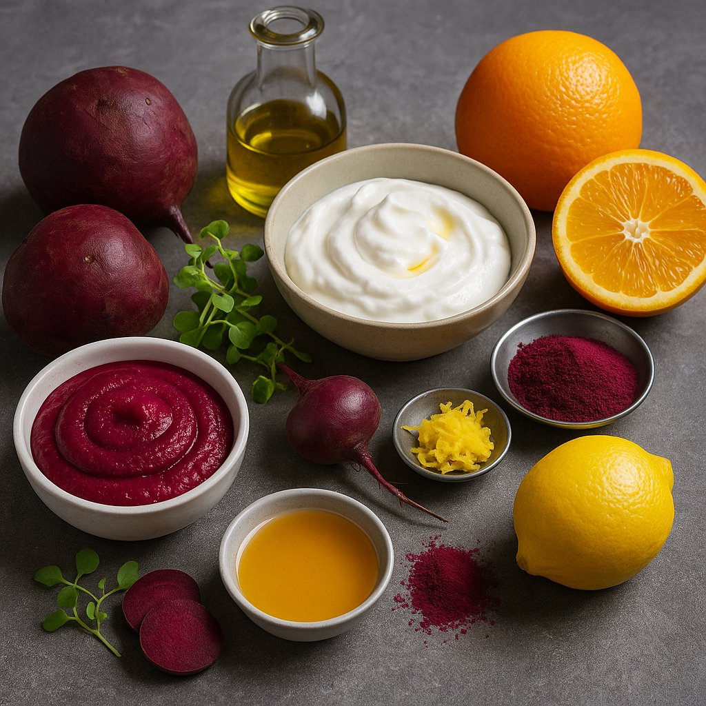 Ingredientes texturas remolacha yogur