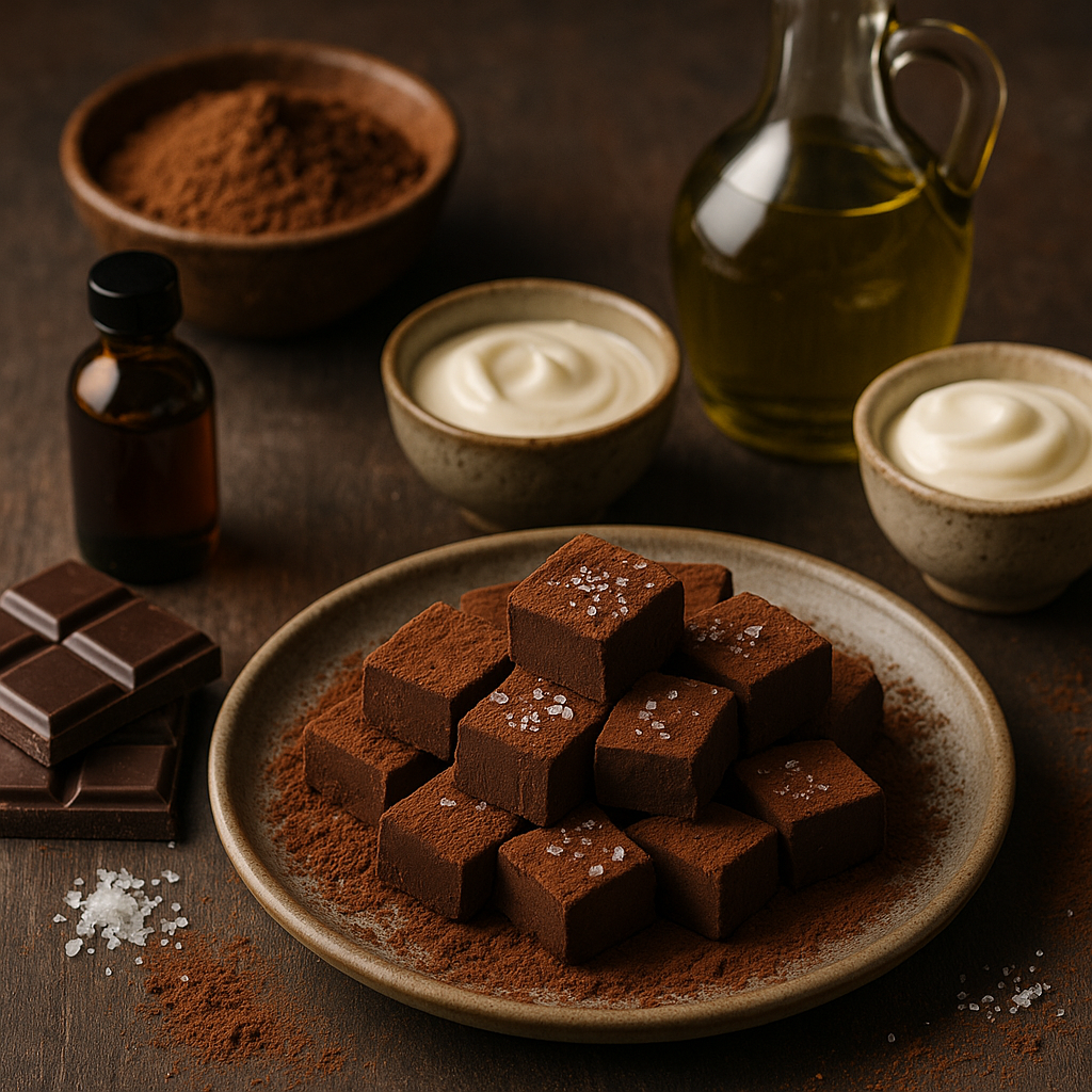 Ingredientes trufas chocolate aceite oliva