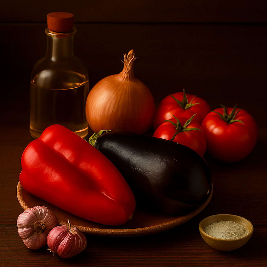Ingredientes Aspencat con berenjena y tomate
