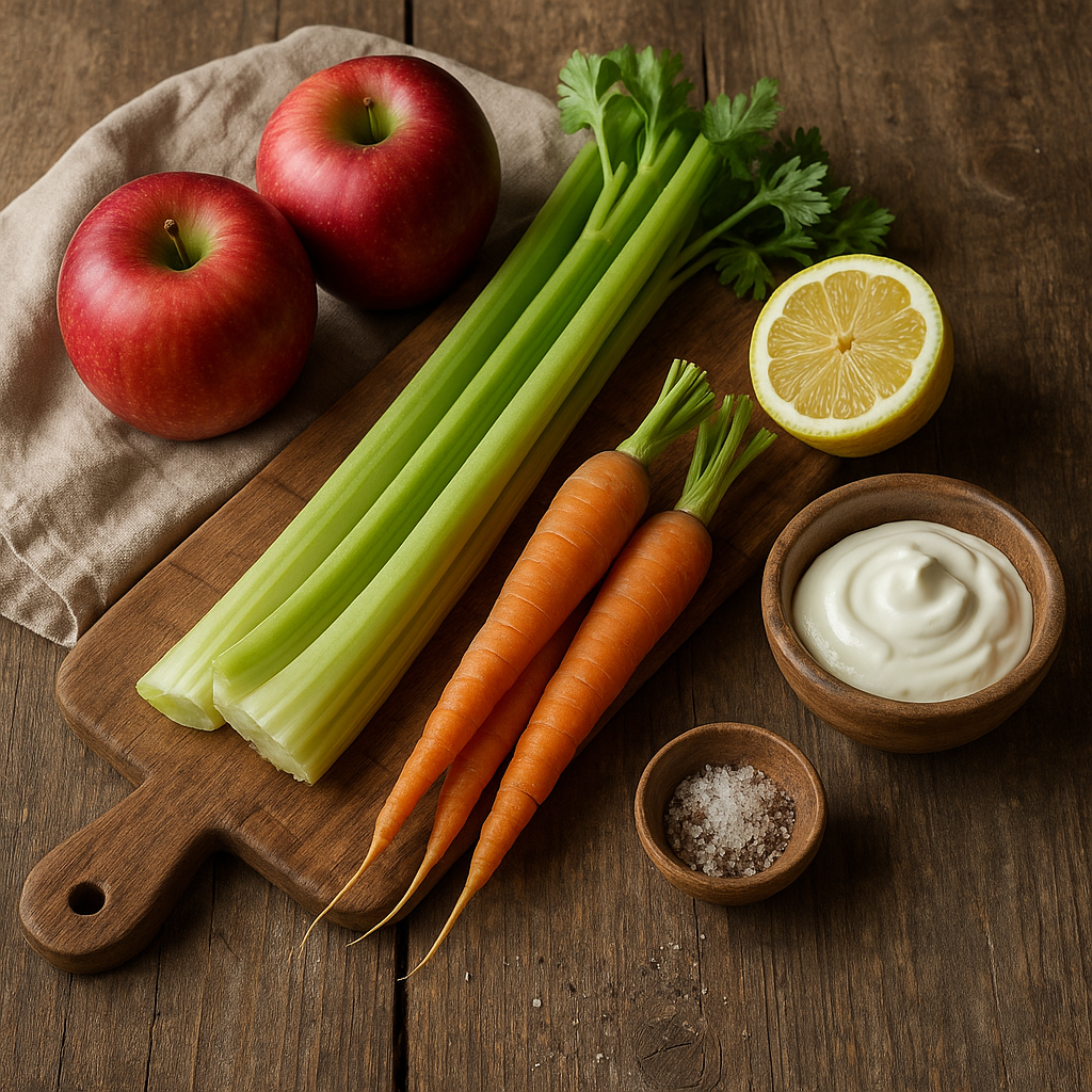 Ingredientes: manzana, apio y zanahoria