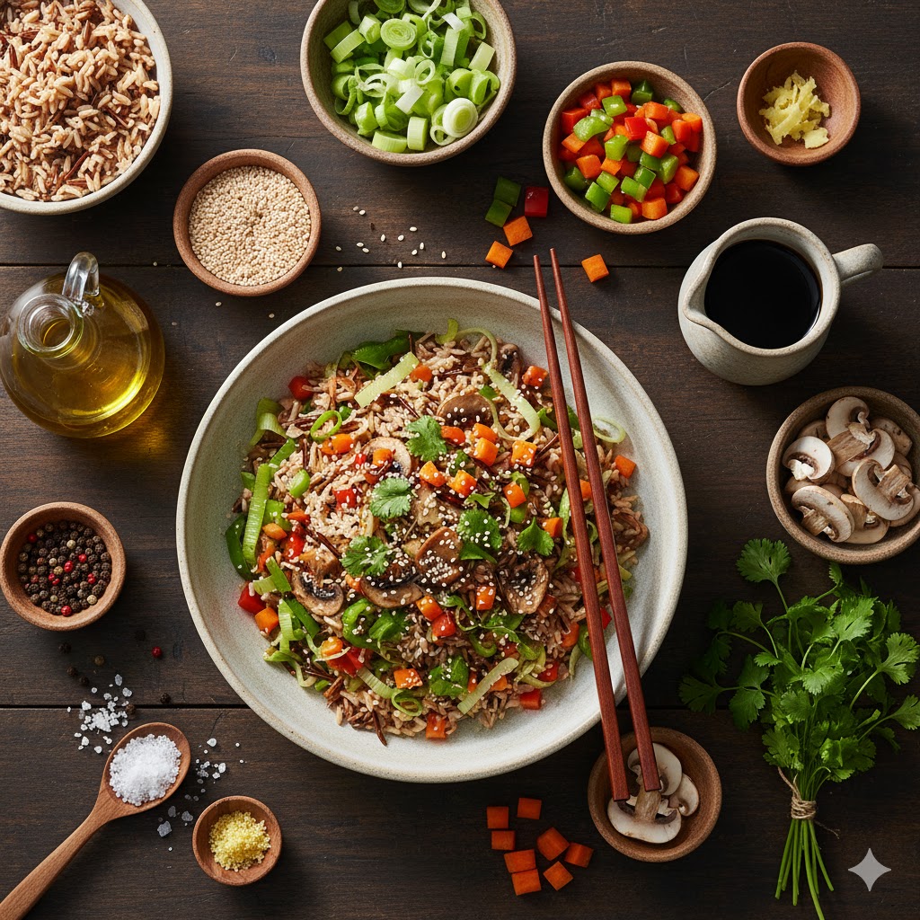 [translate:Ingredientes ensalada tibia de arroz y sésamo]