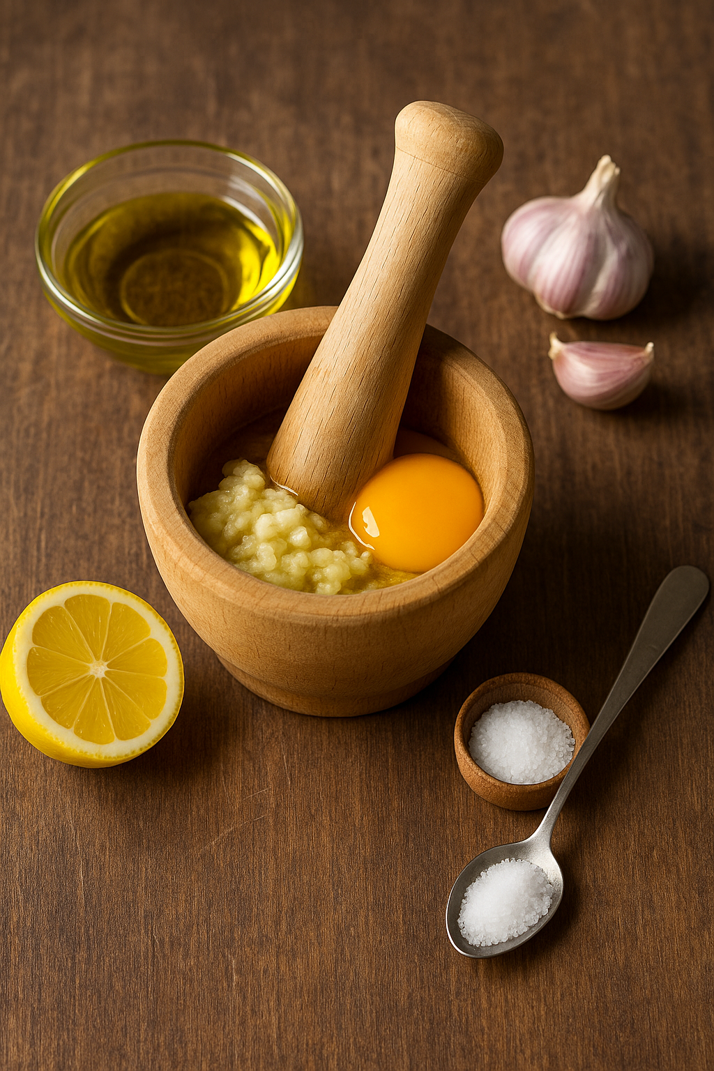 Ingredientes para alioli casero